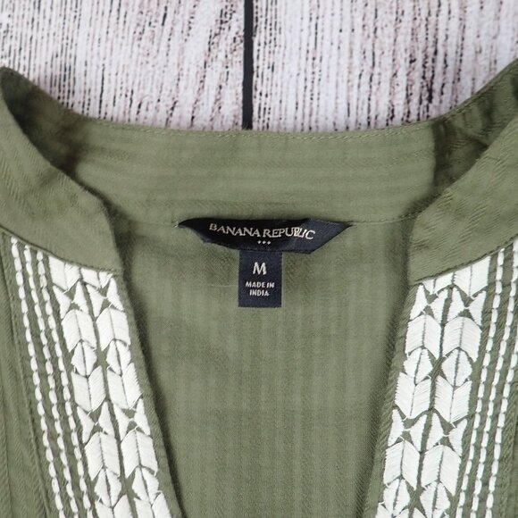 BANANA REPUBLIC Women M Balloon Long Sleeve Top Embroidered Peasant Blouse - Picture 2 of 8